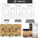 IZUS Green-Trees Christmas Welcome-Doormat for Spring-Winter Outdoor-Entrance-Decor Non-Slip Faux-Coir Frontdoor-Mats Porch Farmhouse Home Decor 17x29inch
