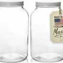Gallon Jar 1 Gallon Glass Jar with Lid  Gallon Mason Wide Mouth Large Glass Jar for Fermenting, Pickling, Canning, Water Glassing Eggs, Kombucha, and Food Storage  BPA-Free, Made in USA (White Lid (2 Pack))