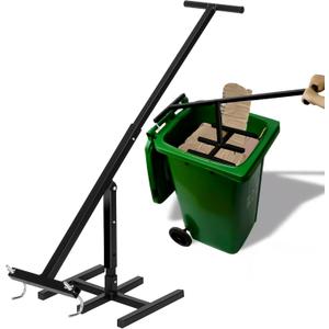 Manual Trash Compactor, Roadside Trash Can Compactor with Adjustable Handle, Trash Compactor for 25-145 Gallon Trash Can with Wheels, Fit Use of Garden, Restaurant and Office (Black)