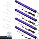 365NM UV Black Light Bar, 18W LED Blacklight Strip, 16inch Linkable UV Blacklights with Switch for Uranium Glass & Mineral Display, Glow Party, Halloween,4 Pack