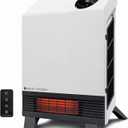 Heat Storm Wave Floor to Wall Infrared Space Heater with Attachable Feet, Remote Control, Built in Thermostat, 500-1000 Watts, 13x4x17 in, With Feet