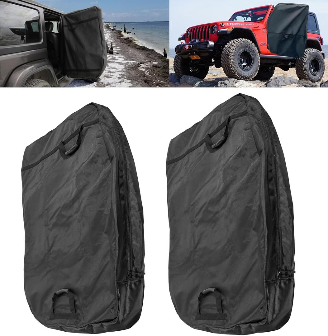 Replacement for 13110001 Hard Door Storage Bags for Jeep Wrangler JK JL CJ YJ TJ 1976-2023, Easy Store/Carry Side Door for Jeep Wrangler (Set of 2)