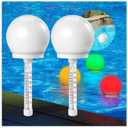 2PC Solar-Powered LED Floating Pool Thermometer - Waterproof, Self-Charging & Glow-in-The-Dark Temperature Gauge for Pools, Hot Tubs, and Spas (Day/Night Use)