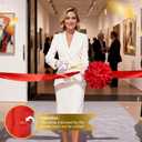 Grand Opening Ribbon-Cutting Ceremony Kit Includes Gold Scissors, Flower Ball, Red Ribbon & White Gloves,Suitable for all ribbon-cutting and inauguration ceremonies (Mirror Polished Handle)