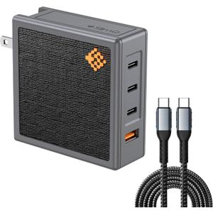 150W GaN USB C Charger Block- 4-Port Multi-Device - Support PD3.1 to 140W - QC Fast Charging Compact Power Adapter Foldable Plug compatible with MacBook iPhone series14 iPad Samsung...(with USB Cable)