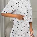 Hilinker Women Cute Pajama Sets Short Sleeve Crop Tops and Shorts Sleepwear 2 Piece Lounge Set White Black Heart Small