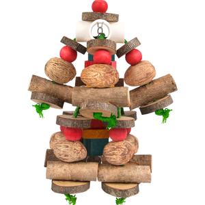 Kyouki Large Parrot Toy, Bird Toys for Cockatoos,Macaws, African Grey, Amazon Parrots,Conures, Lovebirds, Multicolored Natural Wooden Blocks Chewing Toys Bird Cage Accessories (Natural)