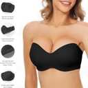 Woobilly Strapless Bra, Non-Slip Convertible Full Support Push Up Bras, Non Padded Side Smoothing Bra Bandeau (Black, M)