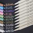 PuTwo Metallic Markers, 10 Assorted Colors, Fine Tip, Waterproof, Metallic Calligraphy Marker, Multi Surfaces