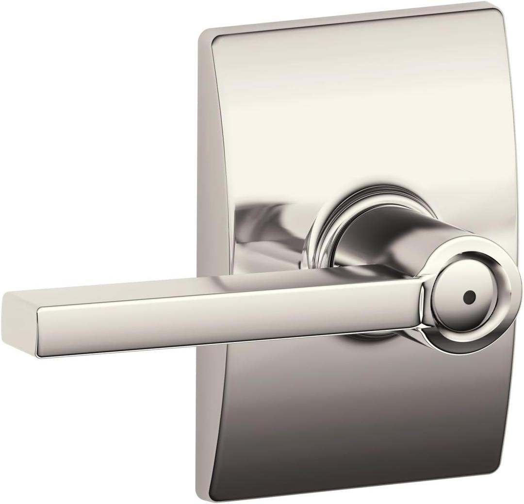SCHLAGE F40 LAT 618 CEN Latitude Lever with Century Trim Bed and Bath, Polished Nickel (Privacy)