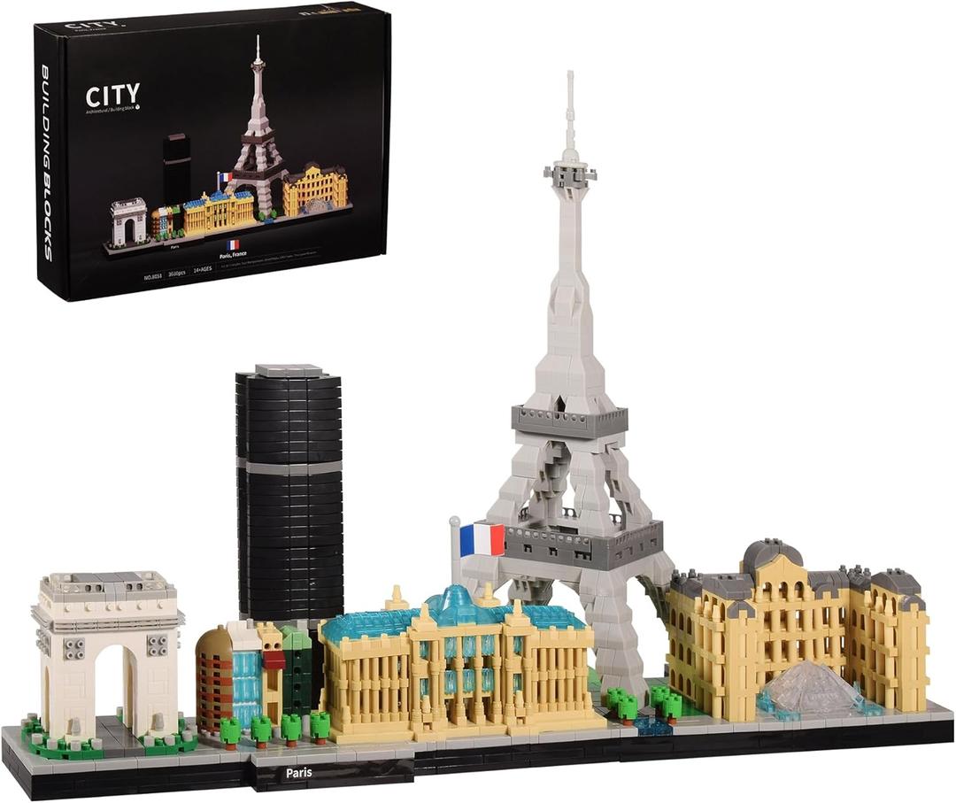 JXRLMB Paris Skyline Architecture Adult Building Blocks Set 3680PCS with Eiffel Tower and The Louvre Assembly Collection Micro Bricks 3D Model for Teens Age of 14+
