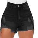 Women High Waisted Skinny Stretchy Denim Shorts Casual Summer Frayed Raw Hem Distressed Ripped Short Jeans (Black, S)