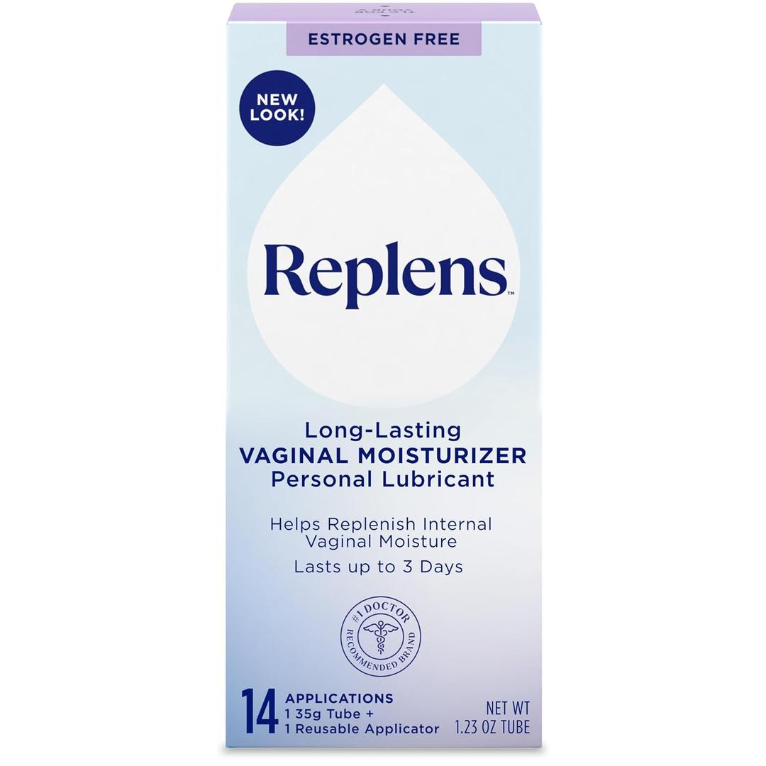 Replens Long Lasting Vaginal Moisturizer for Vaginal Dryness with Reusable Applicator, Doctor Recommended & Estrogen-Free, 14 Applications, Exp: 2027-04-16