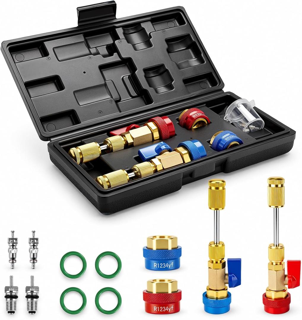 AC Valve Core Removal Tool, R134a R1234yf R22 Valve Core Remover Installer Tool Kit for Automotive Air Conditioning Systems, AC Valve Core Tool for Standard JRA and Schrader Valve
