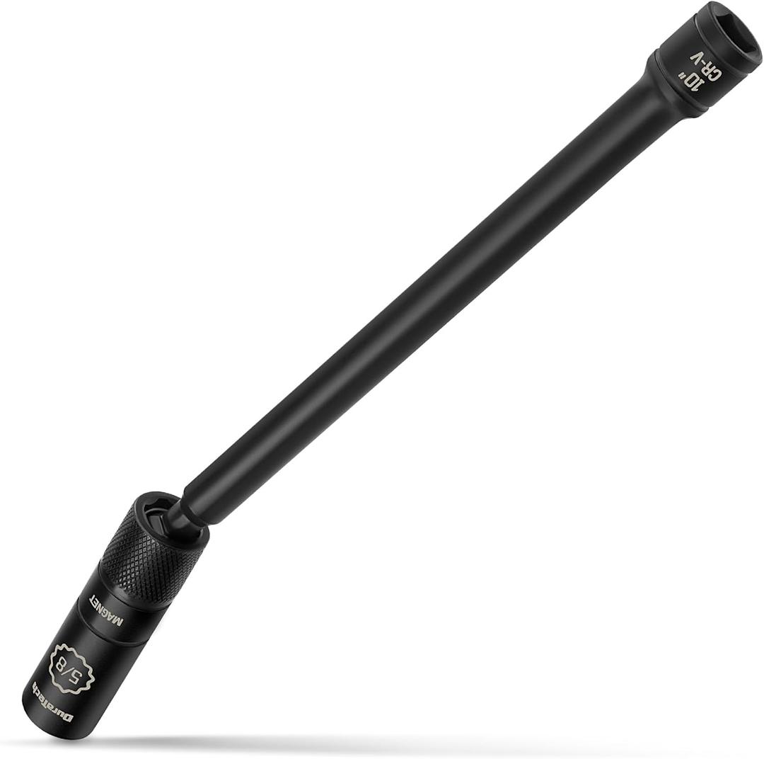 DURATECH 5/8" Swivel Magnetic Spark Plug Socket, 1MM Thin Wall Spark Plugs Socket with 12-Point, Enhanced Magnetic Head & Manganese Phosphate Coating, 3/8" Drive x 10" Total Length, Cr-V Steel Made