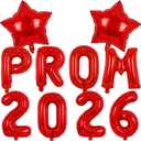 2 x Red Prom Balloons 2026, 16 Inch Prom 2026 Balloons for Proms Decorations 2026 Preschool College Graduation Party Decorations Supplies