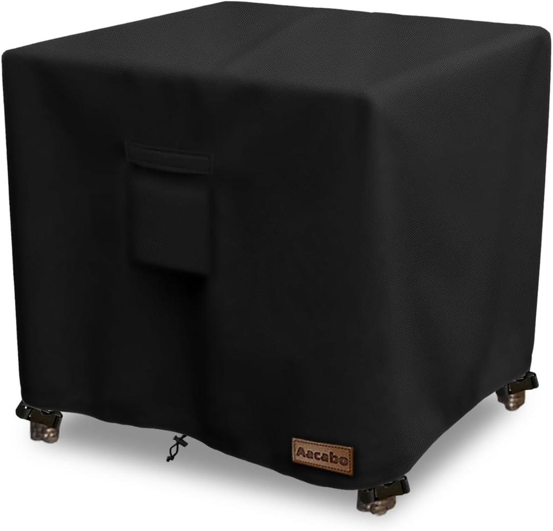 Patio Wicker Side Table Cover,22W x 22D x 18H inch,Waterproof Square Patio Small Side Table Cover,Suitable for 3-Piece Outdoor Wicker Patio Bistro Set Side Table (Black-ottoman Cover)