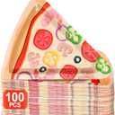 Naozinebi 100Pcs Pizza Party Paper Plates Pizza Birthday Party Decorations Pizzas Tableware Dinnerware Set Italian Pizzas Dessert Plate for Picnics Birthday Baby Shower Parties Favor Supplies