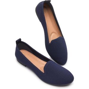 BABUDOG Women's Sparkly Flats Shoes Shiny Mesh Loafers Shoes Soft Memory Foam Flats (10, Navy)