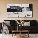 Abstract Wall Art Framed Decor Canvas Wall Art For Living Room Modern Canvas Prints Pictures For Wall Black And White Artwork For Home Hotel Decoration 24x48 Inch