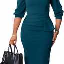 ZVO Midi Dress for Women Pencil Dress Fashion Work Dress Elegant Church Dress High Waist Outfits (Large, Fog Blue)