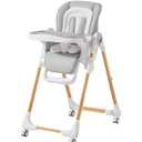 Mallify Convertible High Chairs for Babies and Toddlers, Height Adjustable Baby High Chair, High Chair with Removable Tray, Adjustable Backrest, Portable Baby Dinning Chair with Lockable Wheels (Light Gray)