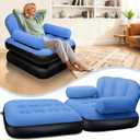 PRAXXIS Blow Up Pull Out Couch with Headboard,Inflatable Chair with Flocked Surface,Folding Inflatable Chairs for Adult,Portable Inflatable Sofa,Durable Inflatable Couch,Inflatable Couches for Camping, Twin