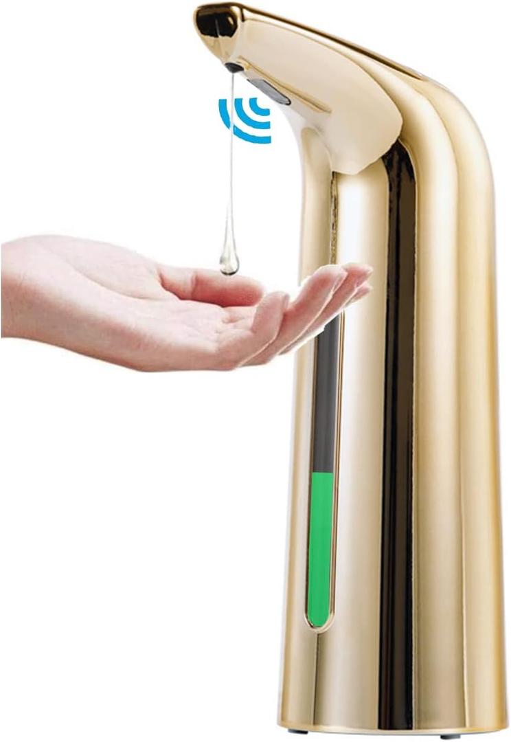 Automatic Liquid Soap Dispenser with Infrared Sensor,Adjustable Hand Sanitizer Pump, Battery Operated Soap Dispenser for Bathroom,Kitchen(Gold)