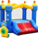 Inflatable Bounce House for Kids: Toddler Bouncy House with Slide for Indoor & Outdoor Backyard Birthday Party - Portable Small Bouncy Castle with Blower, Storage Bag and Stakes for Kids 3-6