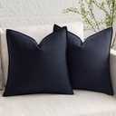 MIULEE Pack of 2 Dark Navy Blue Pillow Covers 18x18 Inch Decorative Couch Throw Pillow Covers Spring Linen Cushion Covers Set Modern Farmhouse Home Decor for Sofa Living Room Bed