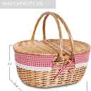 Wicker Picnic Basket with Removable Liner Empty Picnic Baskets with Lid for 2, Picnic Hamper with Foldable Handles for Picnic 2,Checkered