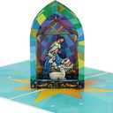 2 x Nativity Stained Glass Merry Christmas Cards 2025, Pop Up Christmas Cards w Envelope, 3D Xmas Card, Holiday Greeting Card Gifts for Her Him Wife Husband Family Son Mum Dad PQ