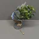Faux Flowers with Vase,Artificial Silk Roses in Vase, Fake Plant Eucalyptus Flower Arrangement for Home Office Farmhouse Bathroom Dining Table Centerpiece Decorations Coffee Table Decor (Dusty Blue)