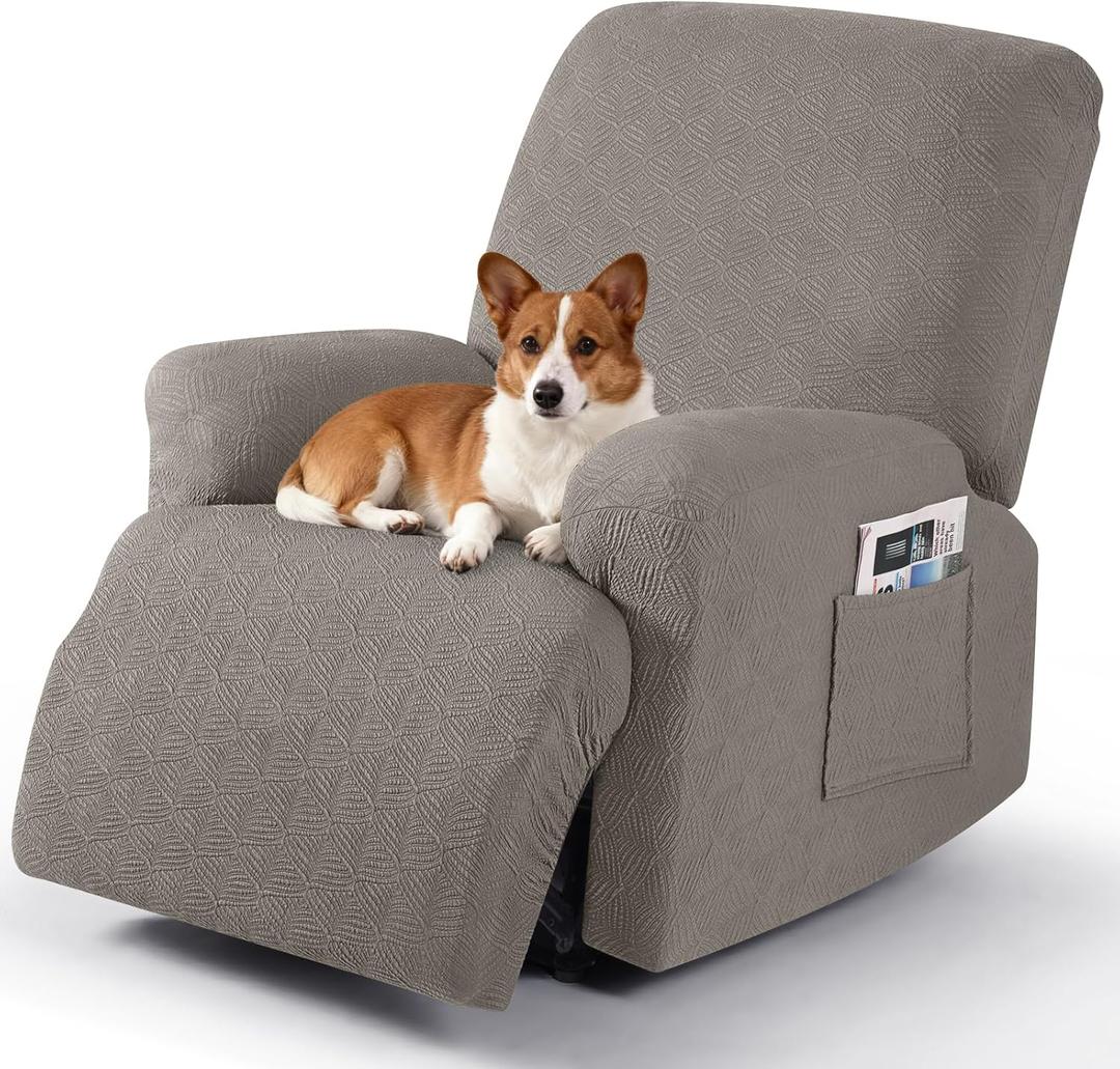 Timeles Extra Wide Recliner Chair Cover Reclining Couch Cover Sofa Slipcover Stretch Soft Washable (Single-Seater Oversized, Taupe)