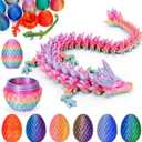 3D Printed Dragon Egg with Articulated Crystal Dragon Inside -Surprise Dinosaur Egg Fidget Toys for Kids 8-12 5-7 4-6, Unique Prefilled Easter Basket Stuffers for Kids Teens(Candy Color)