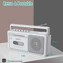 Cassette Tape Player and Tape Cassette Recorder with Bluetooth Boombox, AM/FM Radio, USB, Earphone Jack, Built-in Microphone, DC/AC Powered, Portable Cassette Player Recorder(White)