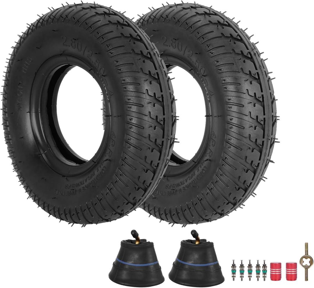 2.80/2.50-4 Tire Inner Tube,RUTU 2.80-4 E300 Scooter Tires and Tubes 2 Pack for Hand Truck Garden Cart Dolly Electric Trike