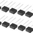 uxcell 10Pcs DIP Mounted Miniature Square Slow Blow Micro Fuse T5A 5A 250V Black