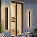 Yaohong 2 Pack 32inch LED Outdoor Wall Linear Lights, Modern Black 3000K-6000K Dimmable Exterior Lighting Fixtures Patio Light, IP65 Waterproof Outdoor House Lights Wall Mount for House Courtyard