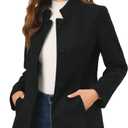 Allegra K Women's Winter Overcoat Mid-Long Stand Collar Single Breasted Coat Outerwear, S