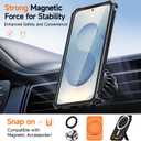 for Galaxy S25 FE Magnetic Case with Screen Protectors, Black | Compatible with MagSafe, Concealed Kickstand, 2 Pack Screen Protectors, Military Grade, Double Layer, Shockproof Protection