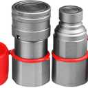 3/4" NPT Skid Steer Bobcat Kubota Flat Face Hydraulic Quick Connect Couplers/Couplings,The Hydraulic Quick Disconnect Couplings Interchange with 1/2" ISO 16028 Body + 3/4" NPT Thread