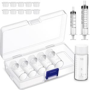 Baderke 5 Pcs Liquid Medicine Travel Container Scale Glass Bottles, Single Dose Medicine Bottles Dispenser with Leak-proof Plug and 5ml&10ml Plastic Syringe Travel Essentials Accessories(10 ml)