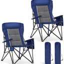 ALPHA CAMP Heavy Duty Camping Chairs with Cup Holder Oversized Folding Chair 500LBS Capacity Outdoor Chair with Headrest,Lawn with Side Pocket for Lawn, Sports and Fishing