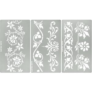 Aleks Melnyk No.510 Metal Stencils, Swirls, Ornaments, Flowers Vine, Patterns, Border, Small Stencils, 3 PCS, Templates for Wood Burning, Engraving, Crafting, Scrapbook, Art, Ornate
