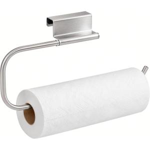 Over Cabinet Door Paper Towel Holder for Kitchen Cabinet Brushed Stainless Steel, Under Sink No Drilling Roll Dispenser for RV