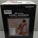 SAMEAT Heated Towel Warmers for Bathroom - Large Towel Warmer Bucket, Wood Handle, Auto Shut Off, Fits Up to Two 40"X70" Oversized Towels, White