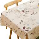 TruDelve Heavy Duty Vinyl Tablecloth Beige Plastic Table Cloth Waterproof Wipeable Oilcloth Tablecloth for Square Table (54'' x 54'', Leaves)