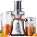 GDOR 1300W Powerful Juicer with Larger 3.4" Feed Chute, Titanium Enhanced Cutting System, Centrifugal Juice Extractor Maker with Heavy Duty Full Copper Motor, Dual Speeds, BPA-Free, Silver