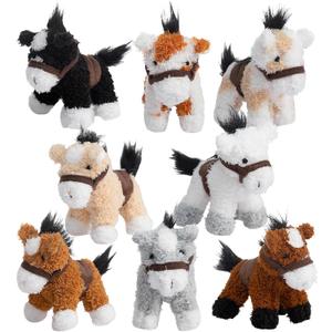 HollyHOME 8 Pcs Horse Stuffed Animal Mini Horse Plush Bulk Stuffed Horses for Animal Theme Party Birthday Favors Supplies Decorations 5 Inch